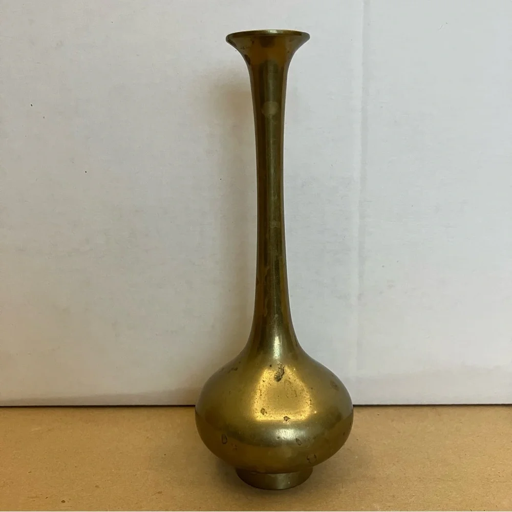 VTG MCM Brass Bud Vase 7